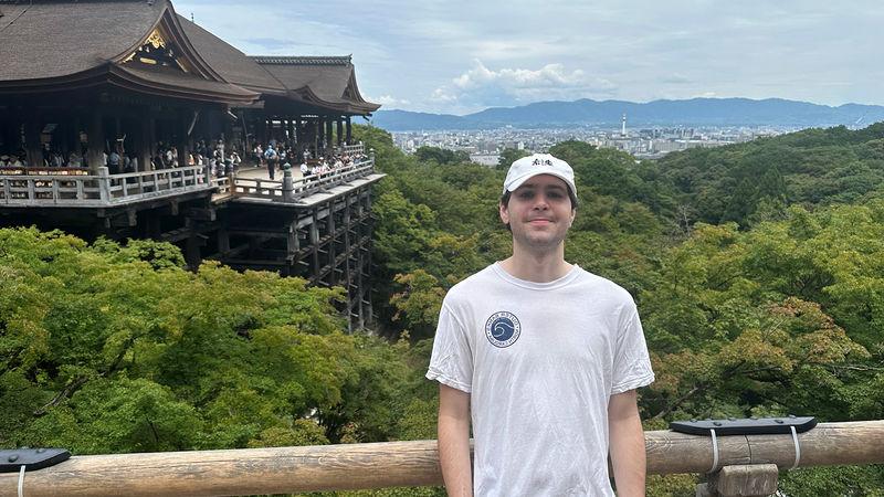 Zachary Kowalski, a 2024 communications graduate, visits a shrine in Kyoto, Japan, during his time as an intern in the country.